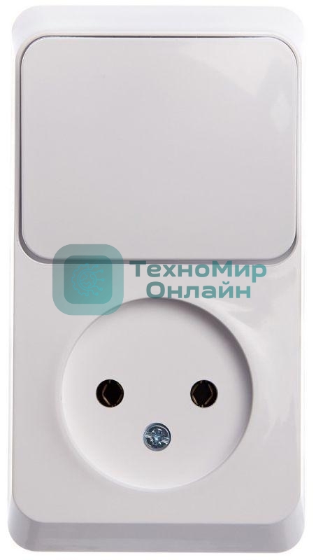 Блок ОП Этюд (1-м розетка без заземления + 1-кл. выкл.) бел. SchE