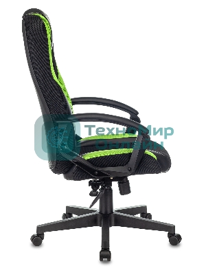 Кресло Бюрократ Zombie 9 черный/салатовый, экокожа, 120 кг, механизм качания