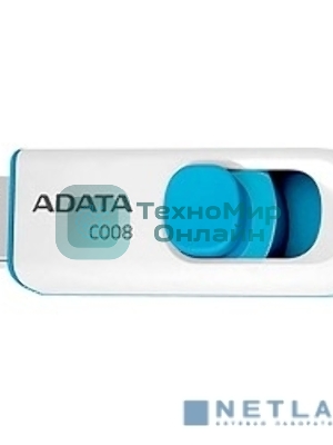Флешка USB ADATA C008 (AC008-32G-RWE), 32Gb, USB 2.0, R/W 15/5, белый/синий
