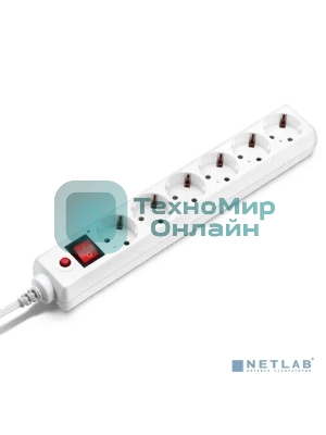 Сетевой фильтр Buro 600SH-16-3-W 3 м, 6 розеток, белый, коробка