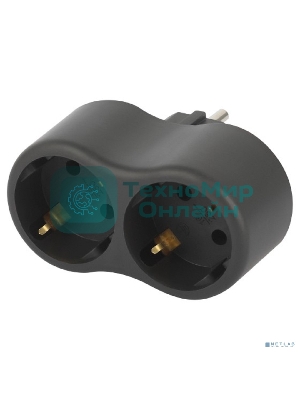 Разветвитель электрический ЭРА SPx-2e-B на 2 розетки с заземл. 16А черный