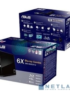 Оптический привод Blu-Ray Asus SBC-06D2X-U/BLK/G/AS черный USB slim внешний RTL