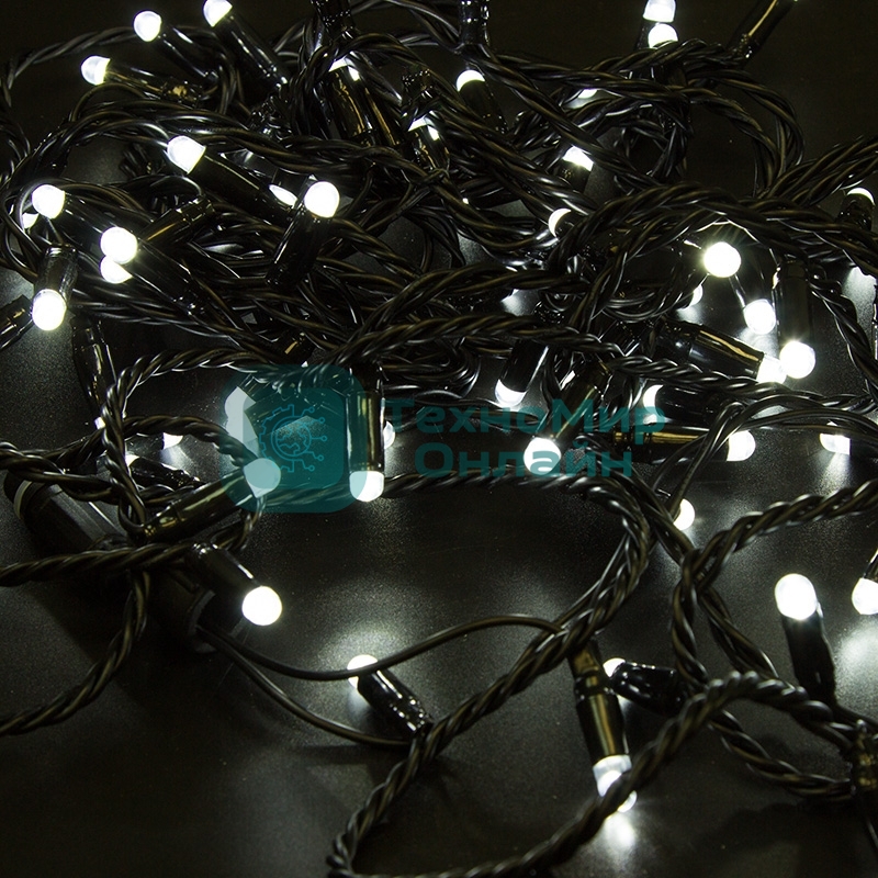 Гирлянда Neon-night Нить 10м, постоянное свечение, черный ПВХ, 230В, белый