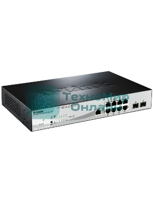 Коммутатор управляемый D-Link DGS-1210-10P/ME 2 уровня с 8 портами 10/100/1000Base-T с поддержкой PoE и 2 портами 1000Base-X SFP