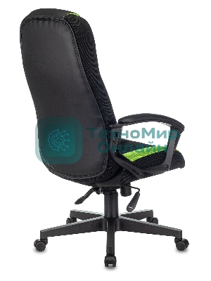 Кресло Бюрократ Zombie 9 черный/салатовый, экокожа, 120 кг, механизм качания