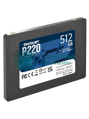 Накопитель SSD Patriot P220, 512Gb, SATA III, 2.5