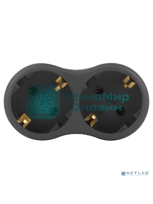 Разветвитель электрический ЭРА SPx-2e-B на 2 розетки с заземл. 16А черный