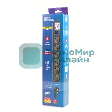 Фильтр-удлинитель PC 3 м 6 р, черный 16А, SPG6-B2