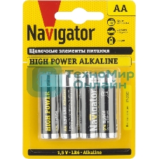 Элемент питания алкалиновый Navigator NBT-NE-LR6-BP4 (блист.4шт)