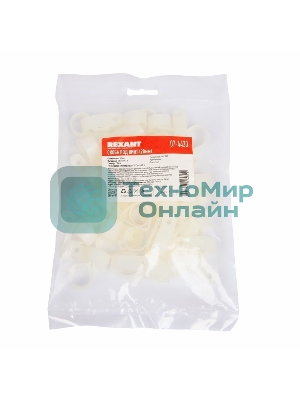 Кабельная скоба под винт Rexant 20 мм, белая, упаковка 50 шт.