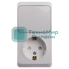 Блок Schneider-electric ЭТЮД О/У: Розетка с заземл. со шт. + Выключатель 1-клавиш., белый,
