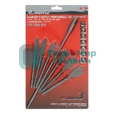 Набор сверл Matrix перовых по дереву, 10-12-16-18-20-25 мм, 6 шт., удлинитель 300 мм 6-гран. хвост.