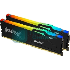Оперативная память Kingston Fury Beast, DDR5, 64Gb (2x32Gb), 6000MHz, CL36, DIMM, с радиаторами, RGB, черный