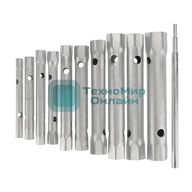 Набор ключей-трубок торцевых Rexant 6х22 мм, вороток, оцинкованные, 10 шт.