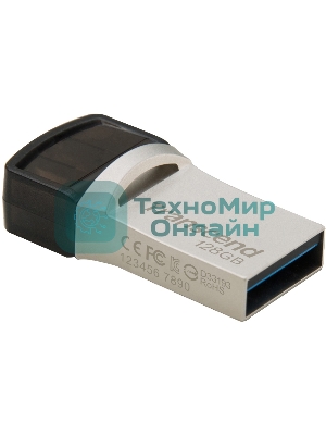 Флешка USB Transcend JetFlash 890S (TS128GJF890S), 128Gb, USB 3.1/Type-C, R/W 70/25, темно-серый