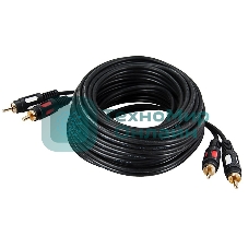 Шнур 2 RCA - 2 RCA, длина 10 метров, черный (GOLD) Rexant