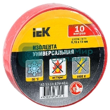 Изолента IEK UIZ-13-10-10M-K04 0,13х15 мм красная 10 метров