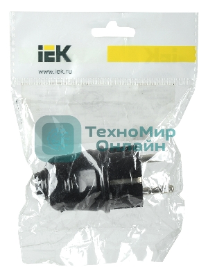 Вилка прямая ВПп10-02-Ст разборная с заземл. контактом 16А черный IEK EVP10-16-01-K02