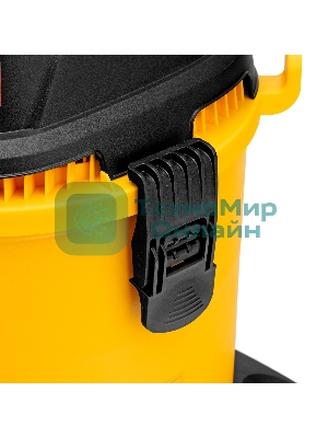 Строительный пылесос Denzel RVC20 желтый, 1400 Вт, уборка сухая/сбор воды/выдув, пылесборник мешок/контейнер, 20 л