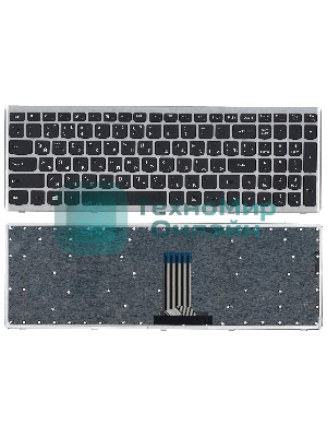 Клавиатура для ноутбука Lenovo IdeaPad U510 Z710 черная с серебристой рамкой