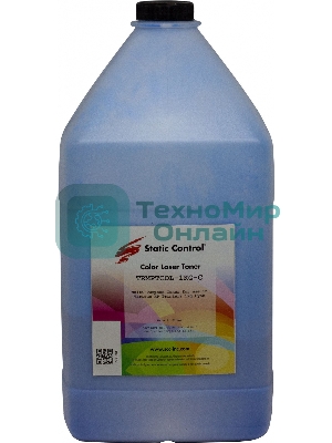 Тонер Static Control TRMPTCOL-1KG-C голубой флакон 1000гр. для принтера HP CLJCP1515/Canon MF8330