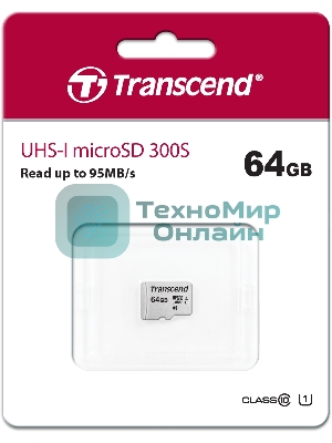 Флеш карта microSD 64Gb Transcend microSDXC Class 10 UHS-I U1, (без адаптера), TLC