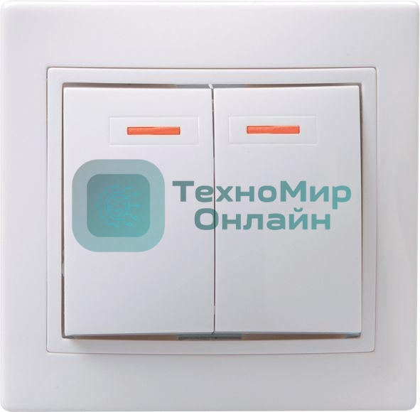 Выключатель 2-кл. СП КВАРТА с инд. 10А IP20 ВС10-2-1-КБ белый IEK EVK21-K01-10-DM