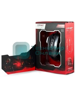 Мышь проводная Crown Gaming CMXG-601 черный, 1800 dpi, USB, кнопки - 7