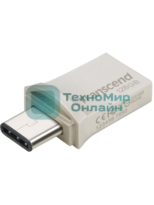 Флешка USB Transcend JetFlash 890S (TS128GJF890S), 128Gb, USB 3.1/Type-C, R/W 70/25, темно-серый