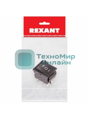 Выключатель клавишный Rexant 250V 15А (6с) ON-OFF-ON черный с нейтралью (RWB-508, SC-767) Индивидуальная упаковка 1 шт