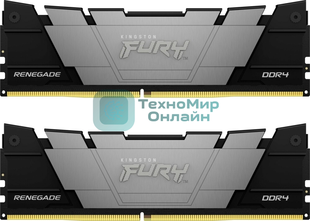 Оперативная память Kingston Fury Renegade, DDR4, 32GB (2x16GB), 3200MHz, CL16, DIMM, с радиаторами, серый/черный