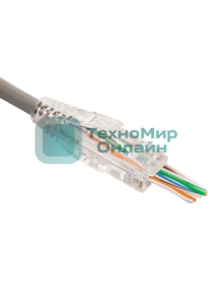 Коннектор LANMASTER RJ45 тип EZ, 8P8C, UTP, Cat.6, универсальный, со вставкой, покрытие 50 микрон,100 шт.