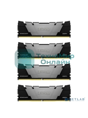 Оперативная память Kingston Fury Renegade, 64Gb (4x16GB), DDR4, 3600MHz, CL16, DIMM, с радиаторами, серый/черный