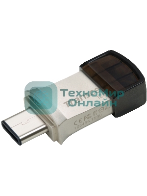 Флешка USB Transcend JetFlash 890S (TS128GJF890S), 128Gb, USB 3.1/Type-C, R/W 70/25, темно-серый