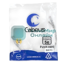 Шнур комм. Cabeus, Cat.5e, неэкр., U/UTP, RJ45/RJ45, LSZH, AWG24, 0.3м, серый