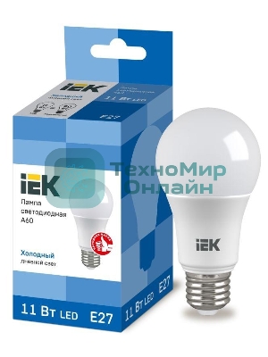 Лампа светодиодная IEK LLE-A60-11-230-65-E27 ECO A60 11Вт грушевидная 230В 6500К E27