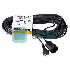 Удлинитель-шнур PROconnect ПВС 2х0.75, 20 м, б/з, 6 А, 1300 Вт, IP20, черный
