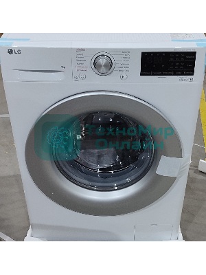 (Поврежденный товар, замята правая боковая панель, вдавлена правая задняя ножка) Стиральная машина LG F2V3HS4W белый, загрузка фронтальная 7 кг, 1200 об/мин., класс: A