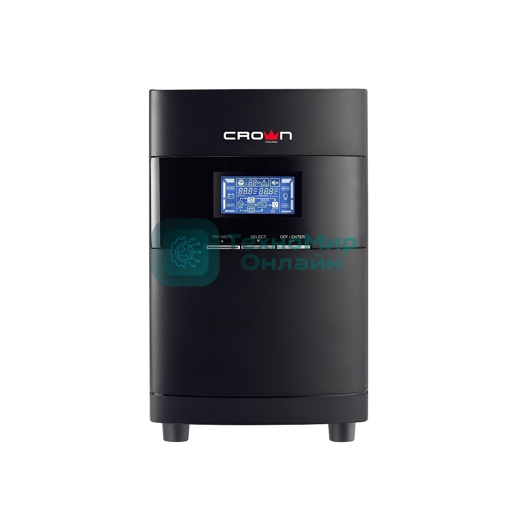 Источник бесперебойного питания CROWN On-Line CMUOA-350-1K EURO 1000VA/900W, корпус металл, TOWER, АКБ 3*12V/7AH, PF-0.9, AVR 110-300V, порт RJ-11/45+USB/RS-232, EPO, розетки 2*EURO, входной кабель 2 м, вентилятор охлаждения, автомат, слот для SNMP, порт для доп. батарейных кабинетов, ПО