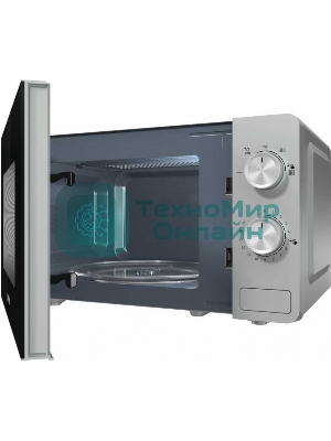 Микроволновая печь Gorenje MO20E1S серебристый, 20 л, 800 Вт, переключатели - поворотный механизм