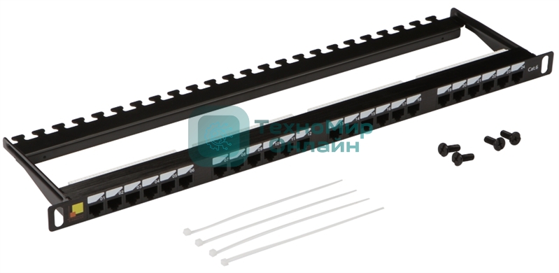 Патч-панель LANMASTER компактная 24 порта, UTP, кат.6, 0.5U