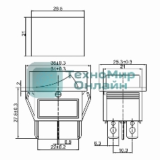 Выключатель клавишный Rexant 250V 15А (6с) ON-ON красный с подсветкой (RWB-506, SC-767)