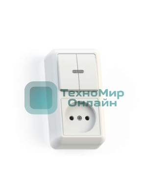 Блок комбинированный Кунцево-Электро ОП БКВР-431 Оптима (2-кл. выкл. с подсветкой + розетка) белый