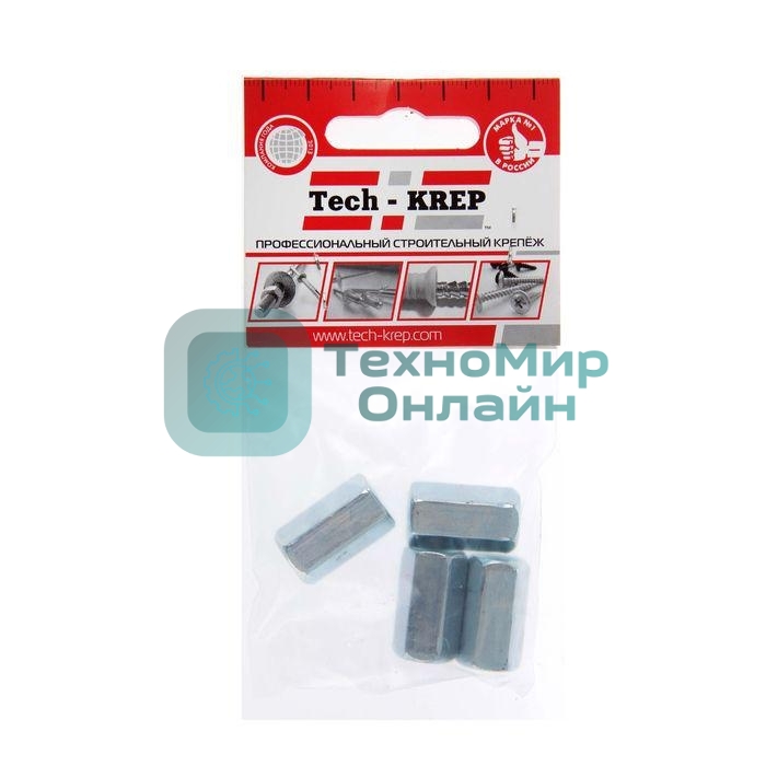 Гайка соединительная М8 цинк. DIN 6334 (уп.4шт) пакет Tech-Krep 112283