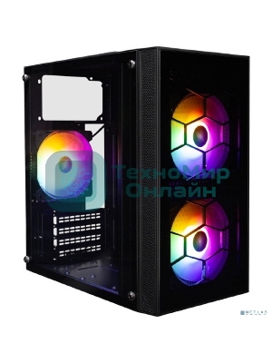 Компьютерный корпус 1STPLAYER FIREBASE X1 черный mATX 3x120мм LED fans X1-BK-3F1