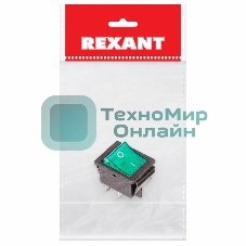 Выключатель клавишный Rexant 250V 16А (4с) ON-OFF зеленый с подсветкой (RWB-502, SC-767, IRS-201-1)