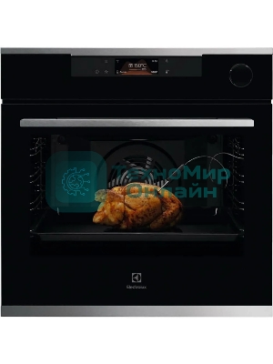 Духовой шкаф Electrolux с паром SteamCrisp, основной цвет - нержавеющая сталь, сенсорное управление, цветной ЖК-дисплей, электронное регулирование времени и температуры, будильник, таймер отключения, отложенный старт, хромированные направляющие из нержавеющей стали Easy Entry , телескопические направляющие FlexiRunners (1 ур) с изменением высоты установки, 3 стекла, пиролитическая очистка, термощуп, плавное закрытие дверцы SoftClosing, Италия