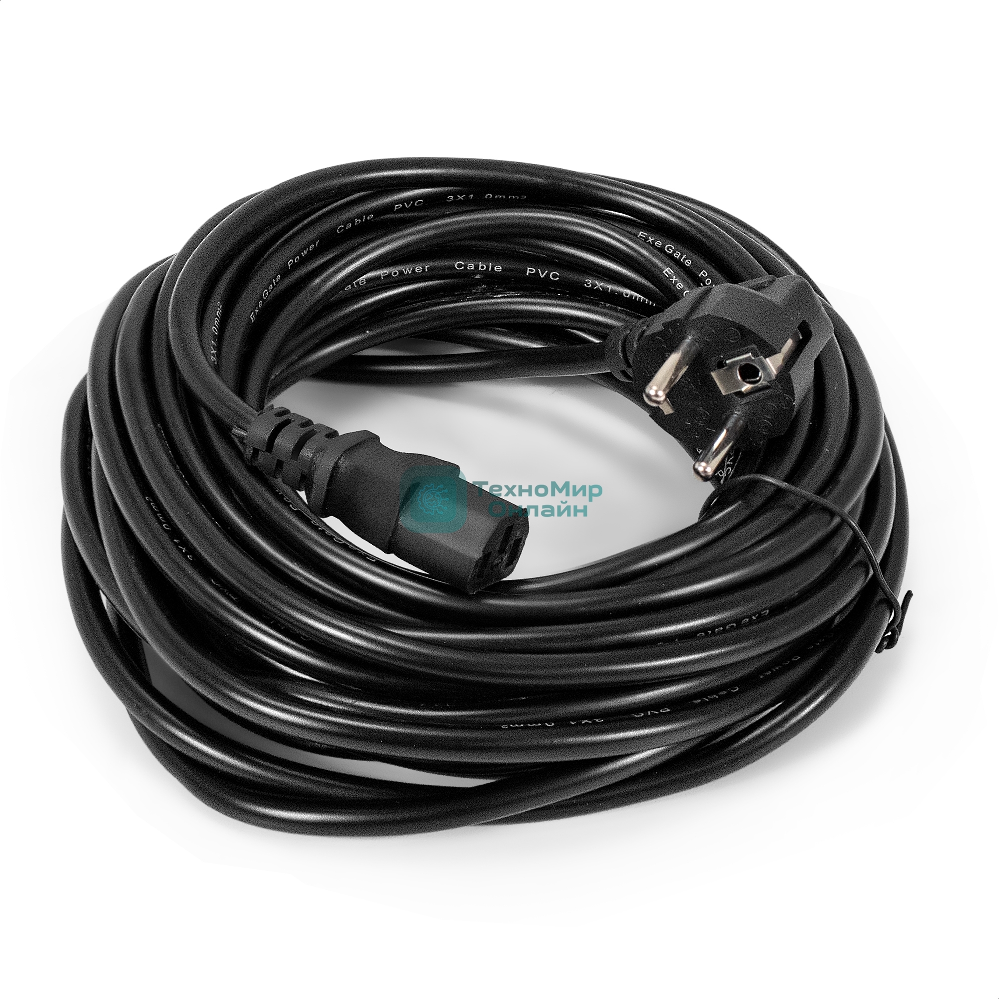 Кабель питания ExeGate Special PC-10S (Евровилка угловая Schuko->C13, 3*0.75мм2, CCA, черный, 10м)