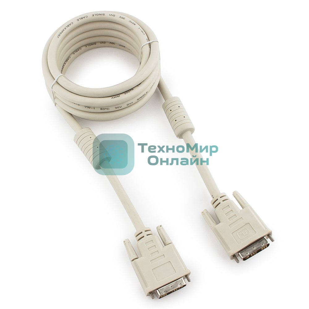 Кабель DVI-D single link Gembird, 3м, 19M/19M экран, феррит.кольца, пакет