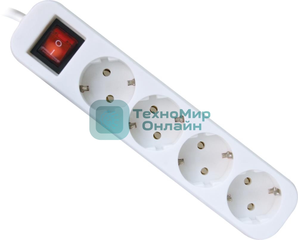 Удлинитель Defender S450 белый 5.0 м, 4 розетки 
